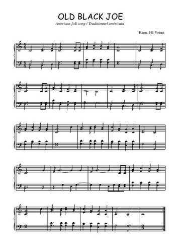 Téléchargez l'arrangement pour piano de la partition de Old black Joe en PDF